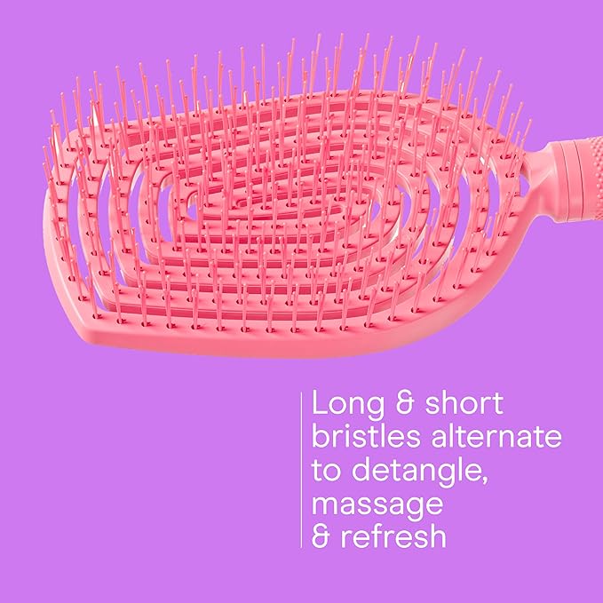 Conair Scalp Care Detangling hairbrush - Curly Hair Brush - Scalp Massager - hairbrushes for women & men - detangler for all lengths and types - can use wet or dry - Pink Pulse