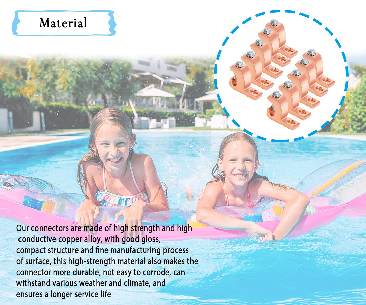 Swess 10 Packs Pool Bonding Lug, Screw Terminal, Copper, 4 AWG, 4-14 Wire Range