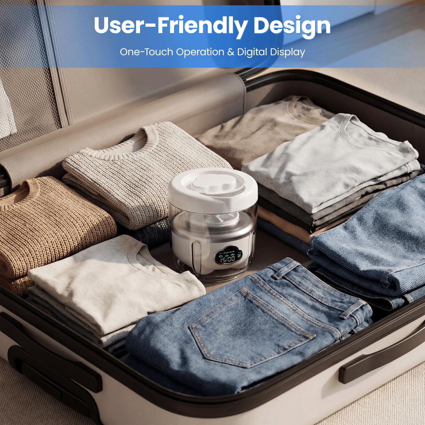 Mini Underwear Washing Machine, Portable Washing Machine, Upgrade 1.6L Foldable Mini Washer with 3 Modes, Rechargeable Laundry Machine for Socks, Bikinis,Baby Clothes, Travel, RV, Apartment