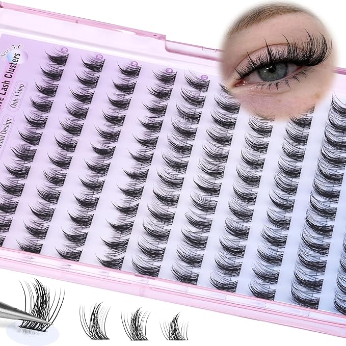 ALICE Self Adhesive Eyelashes Manga Reusable Natural Spikes Self Adhesive Lash Clusters Wispy Anime Press on Lashes 10-14mm 120pcs Pre-Glue Lash Extensions No Glue Needed