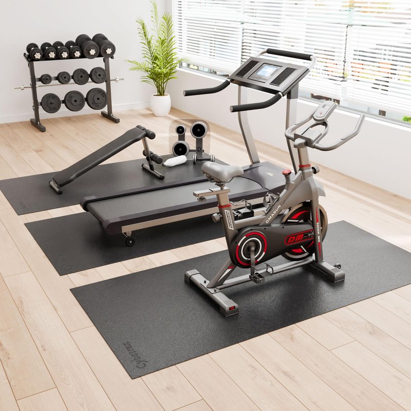 Cybstrax Exercise Equipment Mat for Bike, Treadmill, Elliptical, Yoga - 90" x 40" Non Slip Bike Trainer Mat for Stationary Spin Bike Indoor Outdoor, High Density Workout Floor Protector Mat