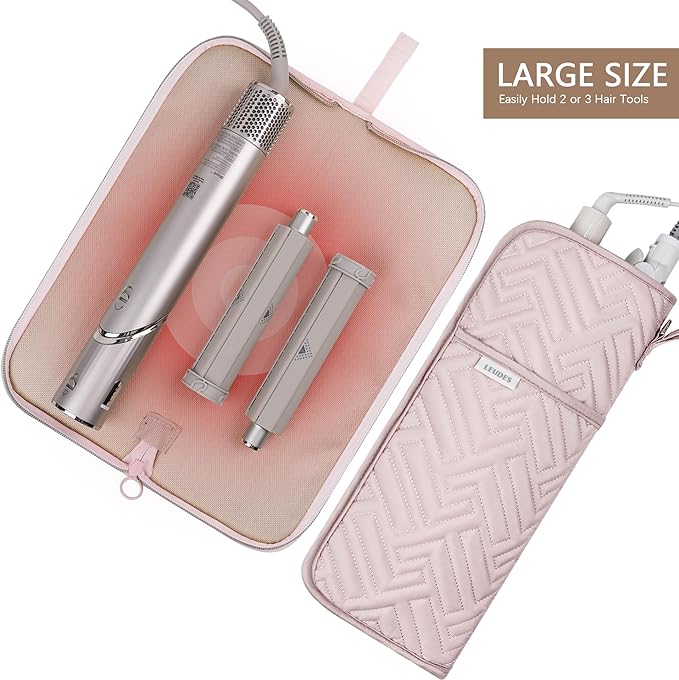 Hair Tool Organizer Heat Resistant Mat for Flat Iron Case Hot Tools Curling Iron Holder Hair Tools Travel Bag for Straightener Brush Pad Pouch Hairstylist Essentials (Pink)