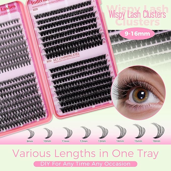 Lash Clusters Kit for Beginners Eyelash Clusters Kit Lashes Clusters Kit Cluster Lashes PestaÃÂ±as Postizas Naturales with Lash Bond&Seal,Lash Tweezers,Brush RITALASH(640pcs 20D+40D+60D+80D Kit,9-16mm)