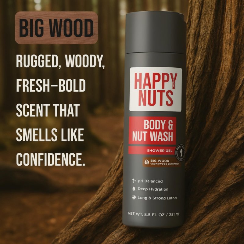 HAPPY NUTS Sea Man Body and Nut Wash - Moisturizing Men's Shower Gel, Bodywash with Deep Cleanse for Sensitive Skin - Men's Body Soap