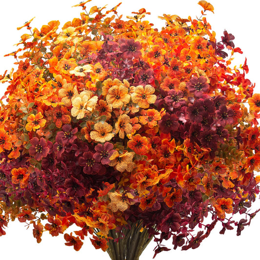 Grunyia 16 Bundles Artificial Fall Flowers Outdoor UV Resistant Faux Daisy, Colorful No Fade Autumn Decor for Front Door Porch Patio Yard Balcony Thanksgiving Christmas (Fall Mix)