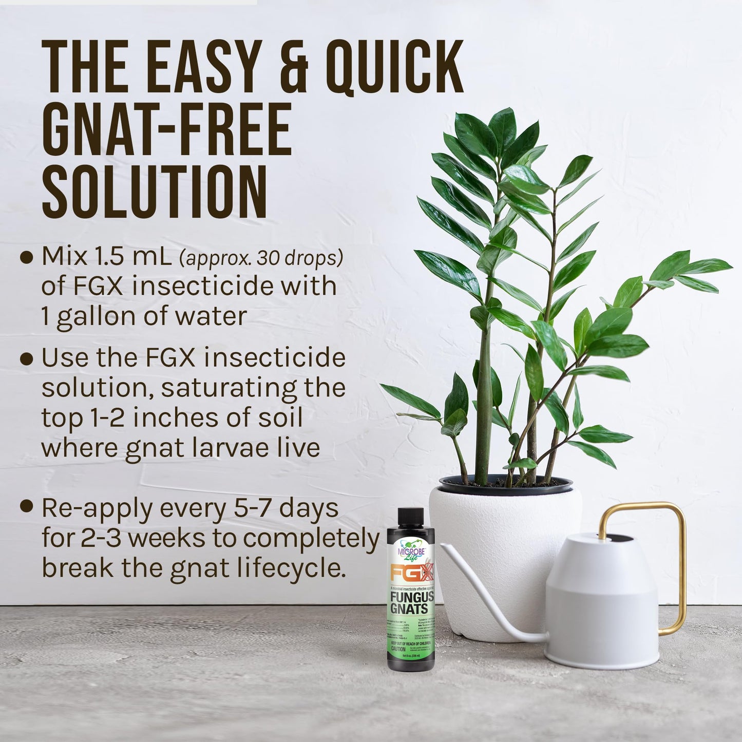 Microbe Life Hydroponics FGX Fungus Gnat Killer, Natural BTi Pest Control for Plants, Indoor Plant Pest Control to Get Rid of Gnats in Houseplants, Safe for Pets & People, 8 Fl Oz