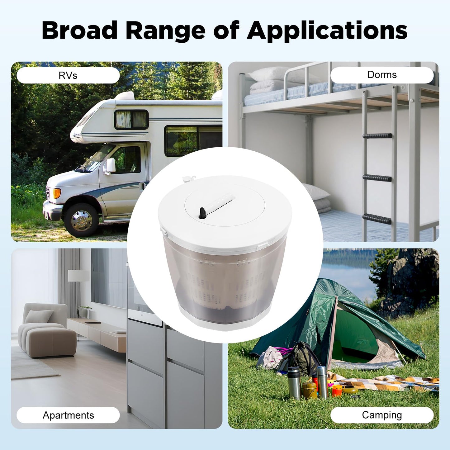 Hand Crank Washing Machine, 2 in 1 Non-Electric Washer Manual Traveling Outdoor Washing Machine Grey Mini Compact Washer Spin Dryer for RV Travel