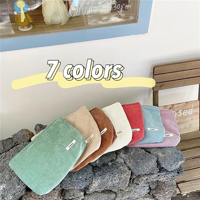 Cosmetic Bags for Women - Corduroy Cosmetic Bag Aesthetic Women Handbags Purses Smile Dots Makeup Organizer Storage Makeup Bag Girls Case Bags (Pure Pink)