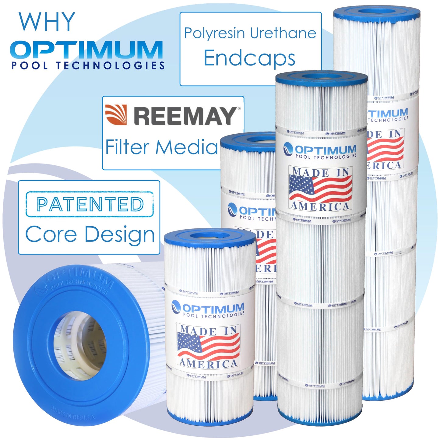 Optimum Pool Technologies Pool Filter 4-Pack, Compatible Replacement for Jandy® CL580 R0357900, Unicel C-7482, Filbur FC-0820, & Pleatco PJAN145 Filter Cartridges