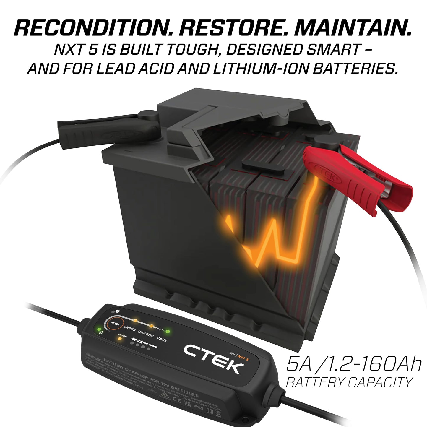 CTEK 40-658 NXT 5 Fully Automatic 4.3 amp Battery Charger and Maintainer 12V