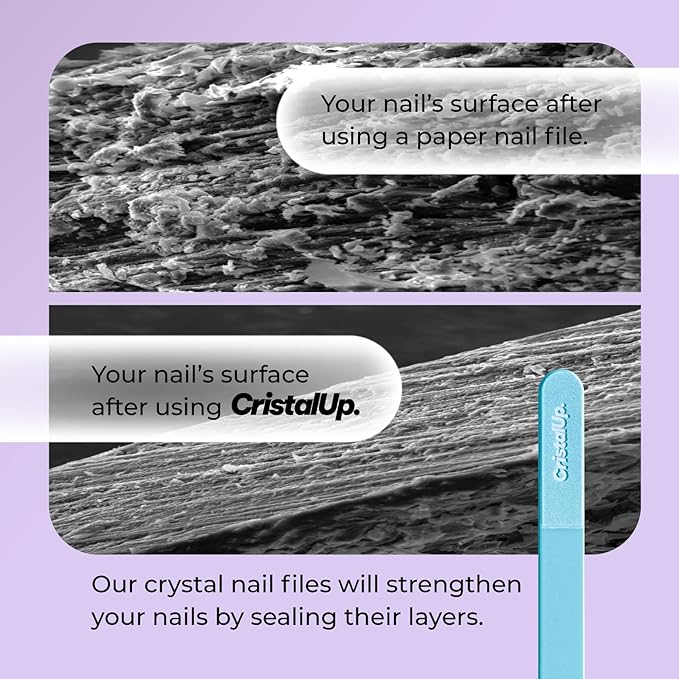 CRISTAUP Crystal Hand Nail File 5.3in, Glass File Durable, Eco Friendly, Gentle on Nails, Perfect for Home, Office and On The Go Elegant Design for Professional Manicure and Pedicure Results
