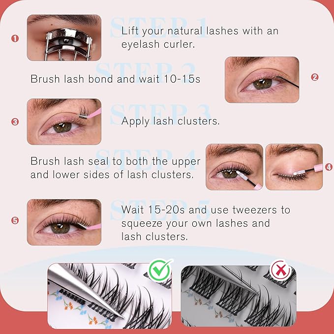 Short Lash Clusters 8-12MM Natural Eyelash Clusters C-curly Wispy Cluster Eyelash Extensions DIY Lash Extension Ultra Thin Lash BandC Cluster Lashes Individual Lashes for Beginners by Newcally