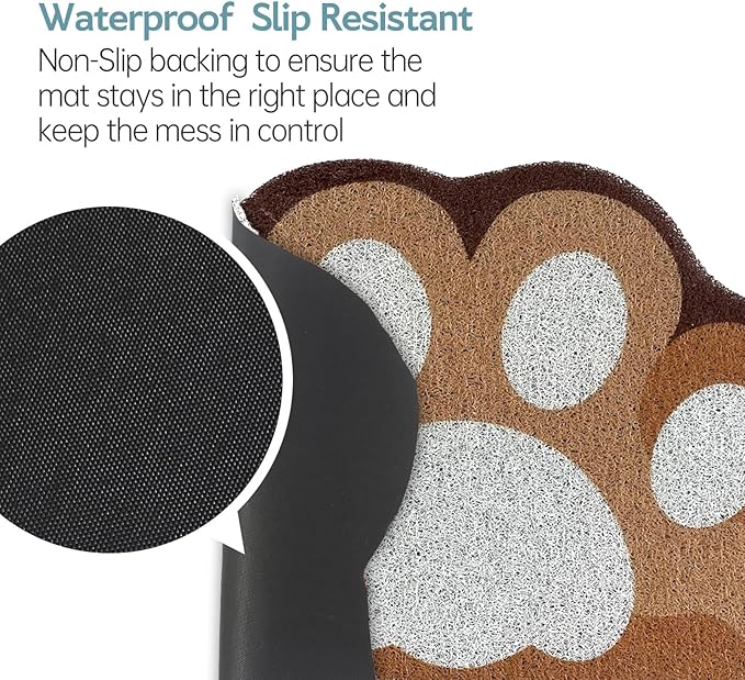 Cute Cat Litter Mat 24”x16”, Litter Box Mat, Litter Trapping Mat, Soft on Kitty Paws, Easy Clean, Anti Slip, Pet Accessories, Door Floor mats - Brown White60*40