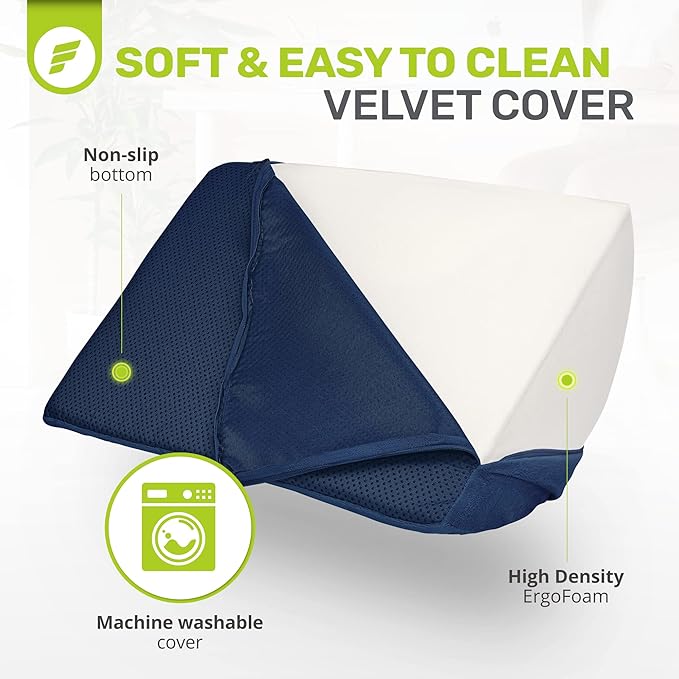ErgoFoam Ergonomic Foot Rest Under Desk - Premium Velvet Soft Foam for Comfortable Rest; Navy Blue