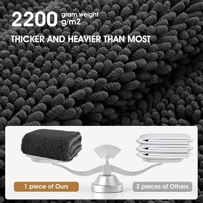 IM HOME Chenille Absorbent Outdoor Doormat 72" x 48", Washable Muddy Door Mats for Dog Non Slip Indoor Doormats Dog Mat for Muddy Paw Front Inside Doormats for Entryway Dark Gray