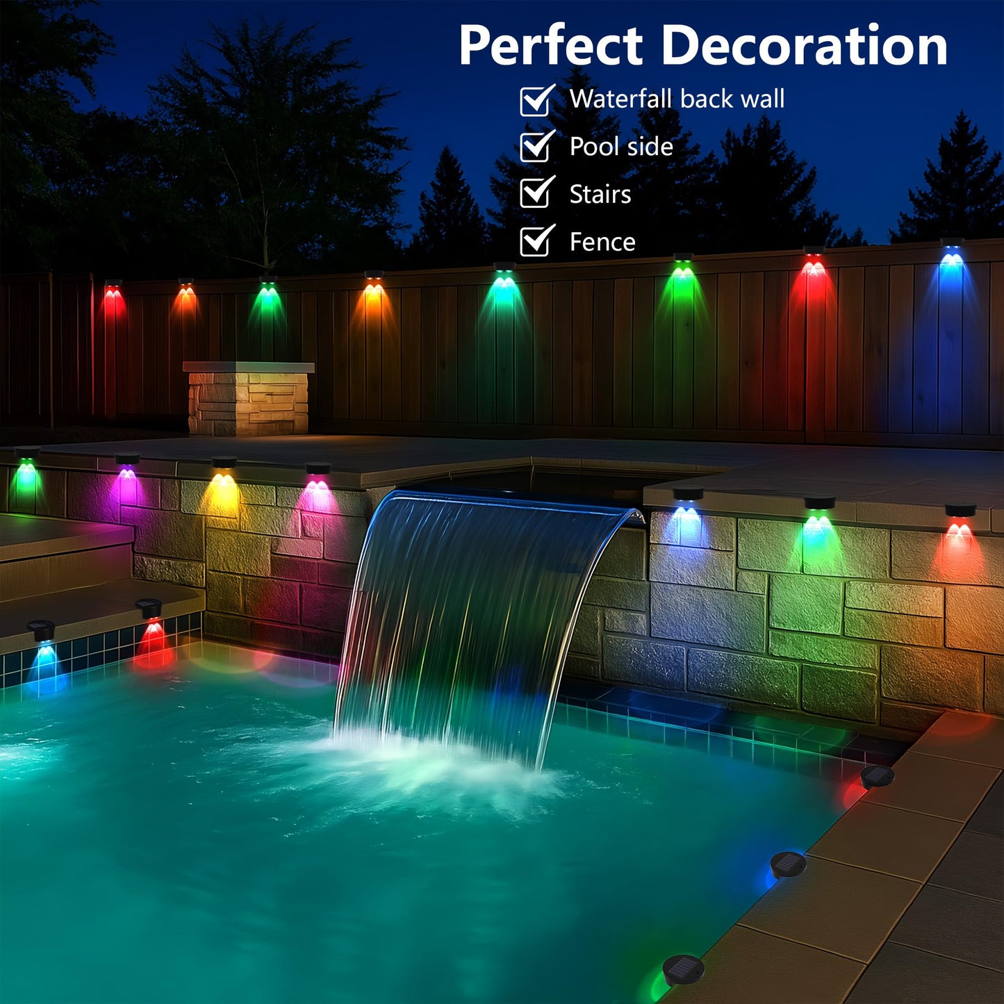 rerekiki Poolside Solar Light for Inground Pool, 4 Pack Above Ground Pool Lights Wireless, Waterproof Pool Accessories Solar Power LED Lights for Swimming Pools Decoration