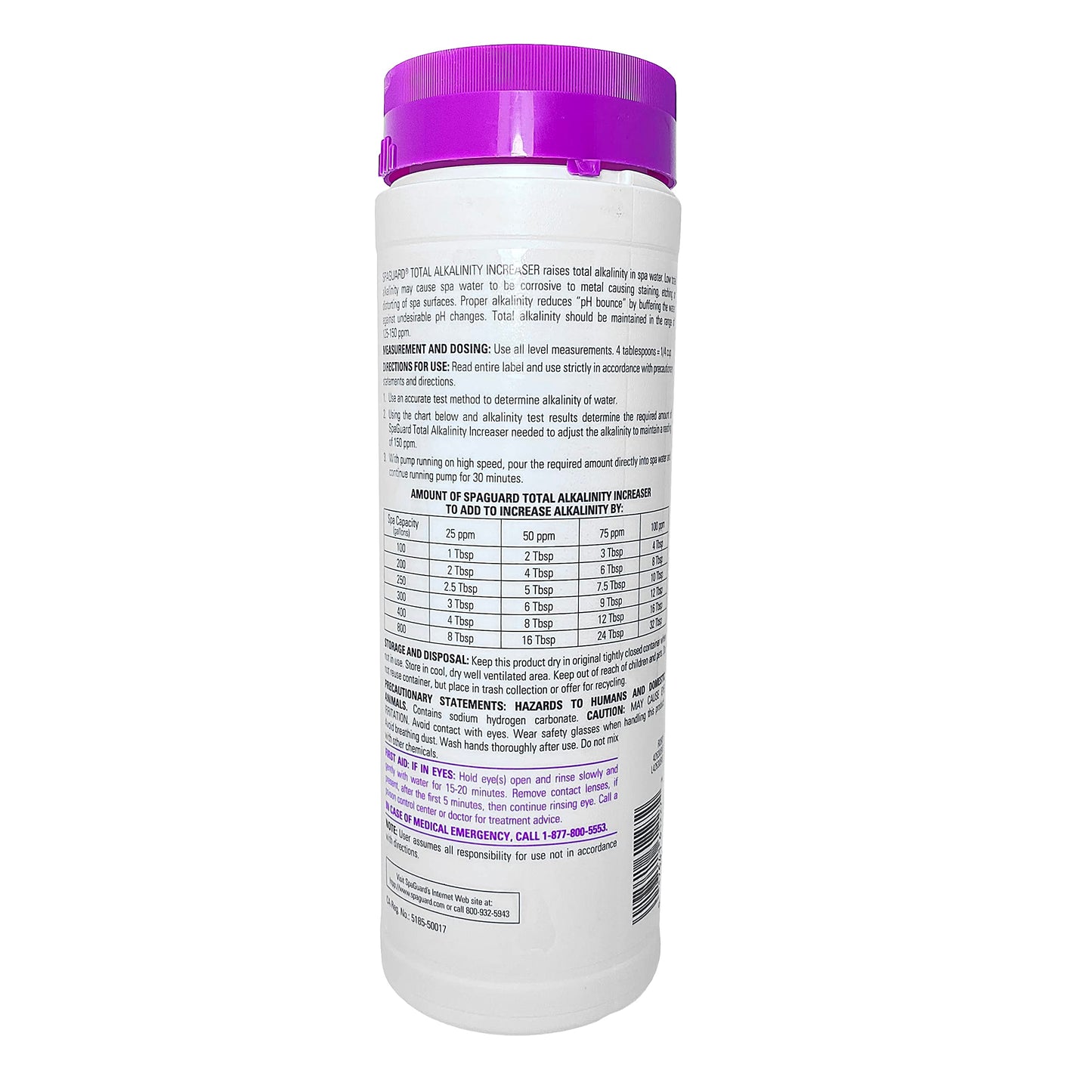 SpaGuard Total Alkalinity Increaser, 2 lb, Pack of 3, Prevents pH Bounce, Proven Pool Water Balancer, Suitable for Spas and Hot Tubs