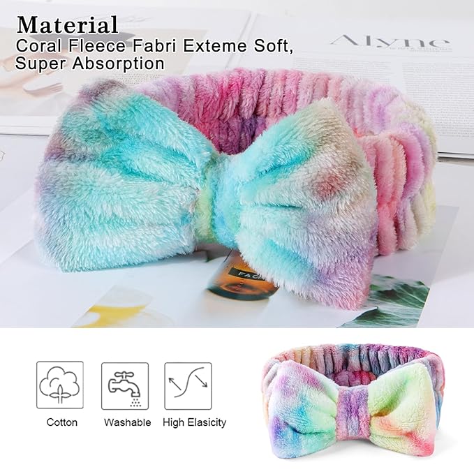 LADES Soft Skincare Headband – Adjustable, Comfortable & Stretchy Fabric, Cute Patterns for Makeup, Facial – Non-Slip, Headband for Hair Control