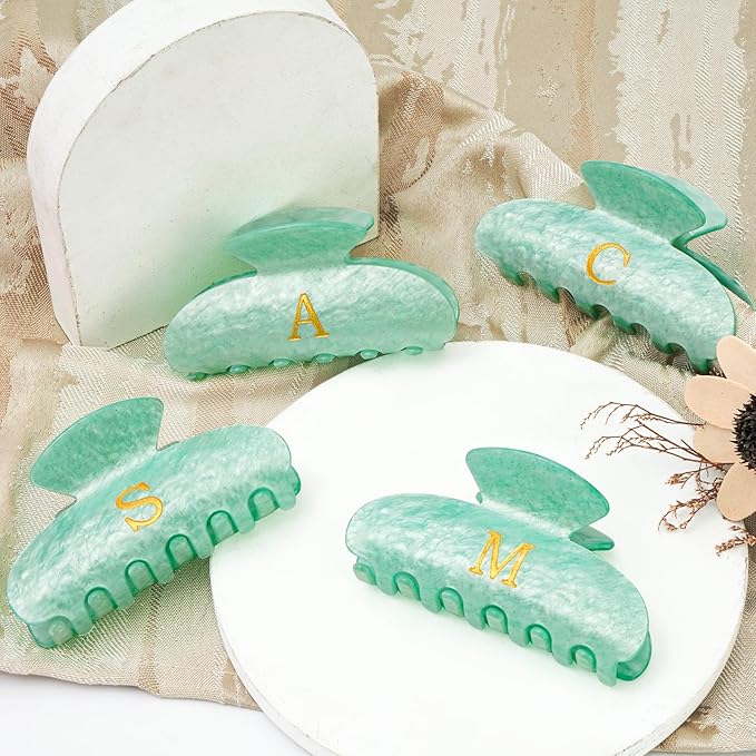 Christmas Gifts for Teenage Girls Stocking Stuffers for Teen Girl | Claw Clip Initial Hair Clips | Personalized Hair Claws | 8 9 10 11 12 13 14 15 16 Years Old Girl Gift Trendy Stuff - Green,K