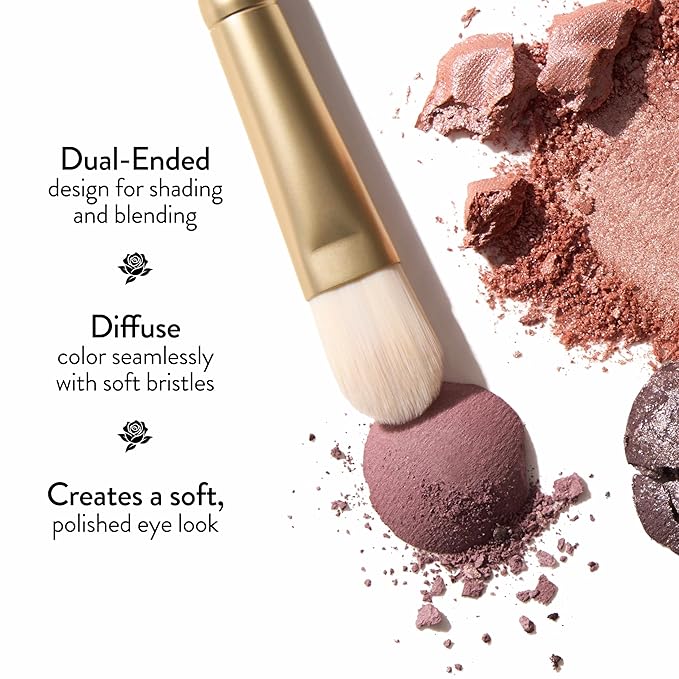 LAURA GELLER NEW YORK Dual-Ended Eyeshadow Brush - Flat Packing & Fluffy Blending Brush for Baked & Pressed Eyeshadow - Limited Edition Draper James Design