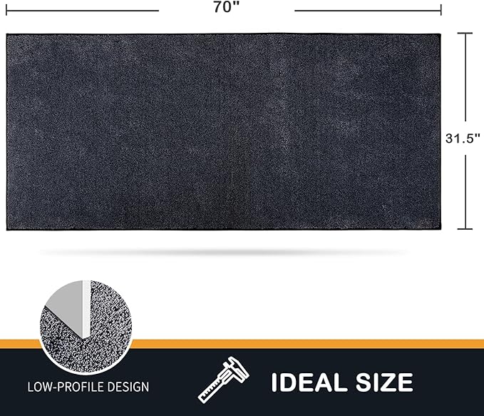 PURRUGS Dirt Trapping Door Mat 31.5" x 70", Non-Slip Machine Washable Entryway Rug, Dog Doormat, Indoor Front Door Mat, Super Absorbent Entry Rug for Muddy Shoes & Paws, Bluish Grey-Black
