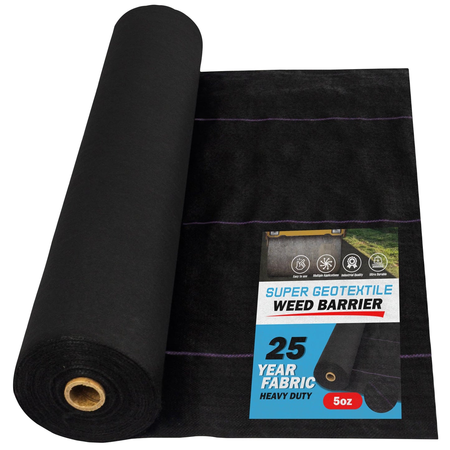 Super Geotextile Professional 5oz Geotextile Weed Barrier Fabric - Heavy Duty Landscape Fabric for Gardening, Landscaping, Weed Fabric (4x100)