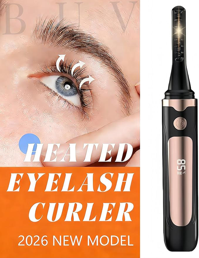 Heated Eyelash Curler – Fast 5s Heat-Up, USB Rechargeable Electric Eyelash Curler, LED Display, Anti-Burn, 24H Long-Lasting Curl, Perfect Gift for Women (Black A1)