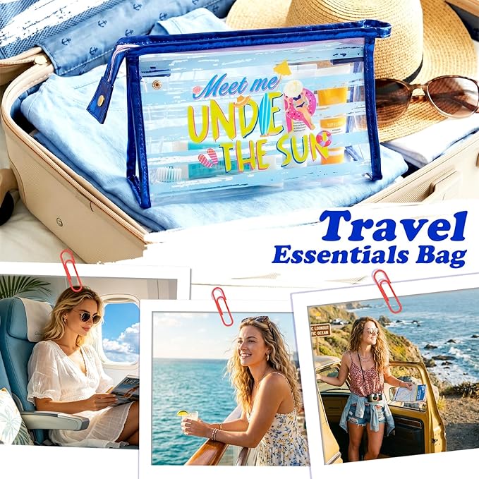 COSHAYSOO Sunscreen Bag Clear Makeup Toiletry Pouch Beach Vacation Essentials for Women Teen Girls Trip Gifts Summer Pool Travel Must Have Accessories Waterproof Stuff