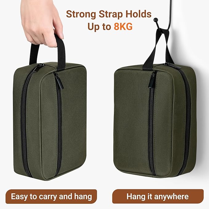 Elviros Travel Toiletry Bag for Women and Men,Lightweight Makeup Bag Hanging Dopp Kit with Shaving Compartment Cosmetic Organizer Small Tool Bag Travel Essentials,Gifts for Men(Army Green)