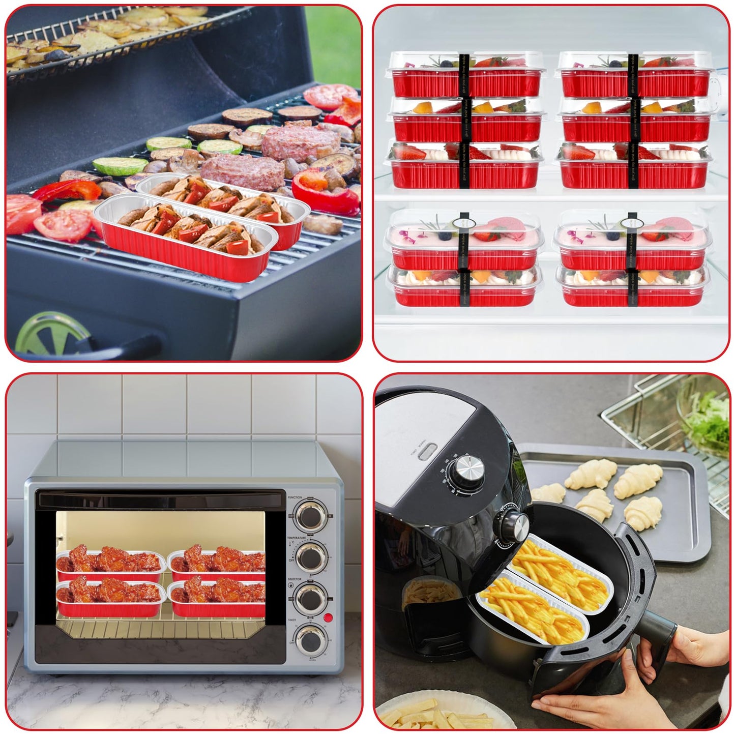 EgticHome Mini Loaf Pans with Lids and Spoons (100 Pack, Red, 6.8oz) Rectangular Aluminum Foil Baking Pans