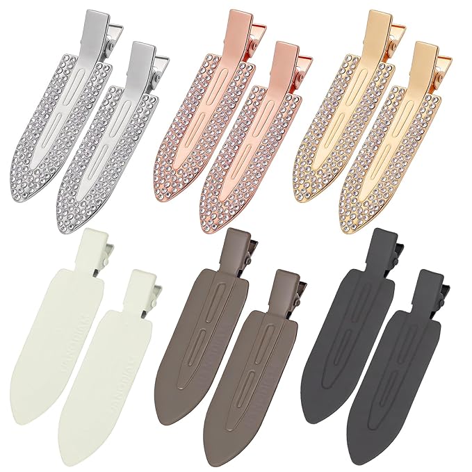 Obeoby 12-Pack No Bend No Crease Hair Clips, Rhinestone Hair Clip for Styling & Makeup, 2.76 Inch Metal Barrettes Hair Accessories for Women Girls - Secure Bangs, Manage Stray Hair, Wedding & Everyday