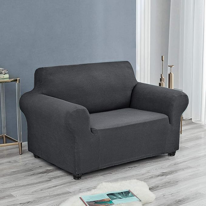 Joccun Stretch Chair Couch Cover,1-Piece Sofa Slipcover Spandex Jacquard Fabric Sofa Covers with Elastic Bottom,Washable Furniture Protector for Dogs,Cats,Kids(Armchair,Charcoal)