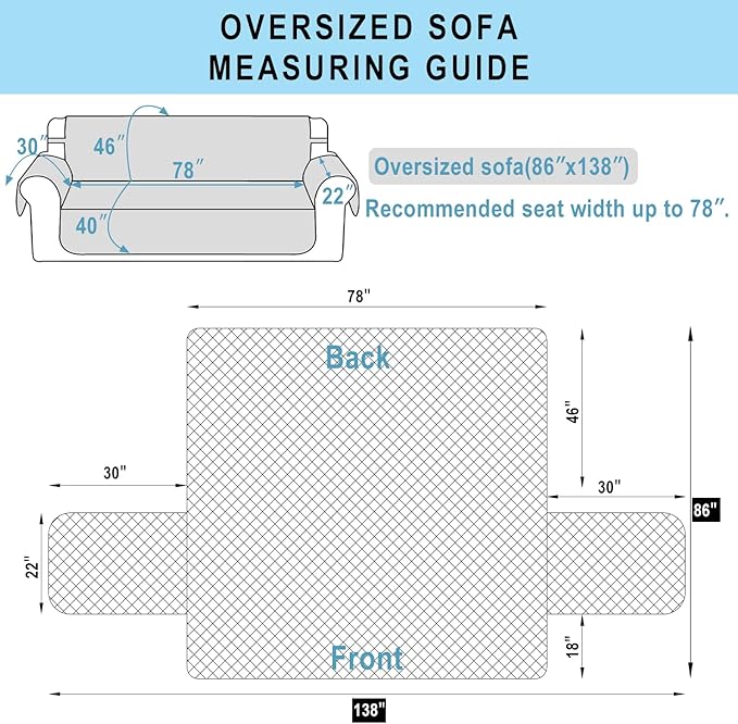 Reversible Oversized Sofa Covers Couch Cover Furniture Protector for Dogs Elastic Straps Water Resistant(XLSofa,Camel/Beige)