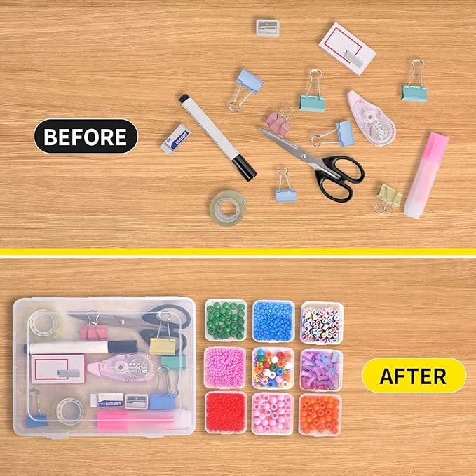 Bead Organizer Box, 30pcs Small Clear Plastic Storage Containers, Craft Storage Box Features Hinged Lid and Labels, Mini Boxes for Bracelets, Jewelry, Diamonds, Clay Beads, Screws, Seeds, Small Parts