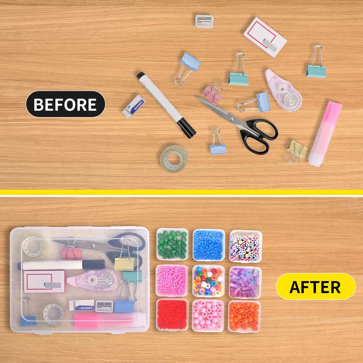 Bead Organizer Box, 60pcs Small Clear Plastic Storage Containers, Craft Storage Box Features Hinged Lid and Labels, Mini Boxes for Bracelets, Jewelry, Diamonds, Clay Beads, Screws, Seeds, Small Parts