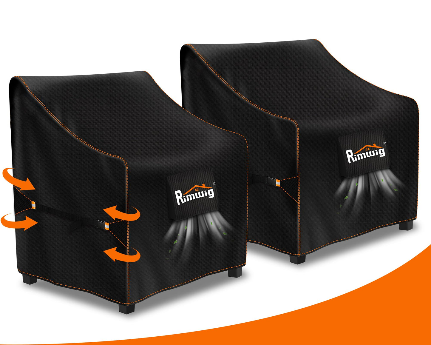 Rimwig Patio Chair Covers Waterproof 2-Pack Wicker Swivel Chair Covers All-Weather Windproof & UV Protection outdoor chair covers Keep Your Chairs Like New 36"W x 37"D x 36"H inch