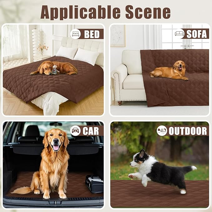 Smiry Waterproof Dog Bed Cover Blanket 52x82, Soft Reversible Pet Blanket, Washable Leakproof Cats Dogs Couch Cover for Sofa, Couch, Furniture, Brown/Brown