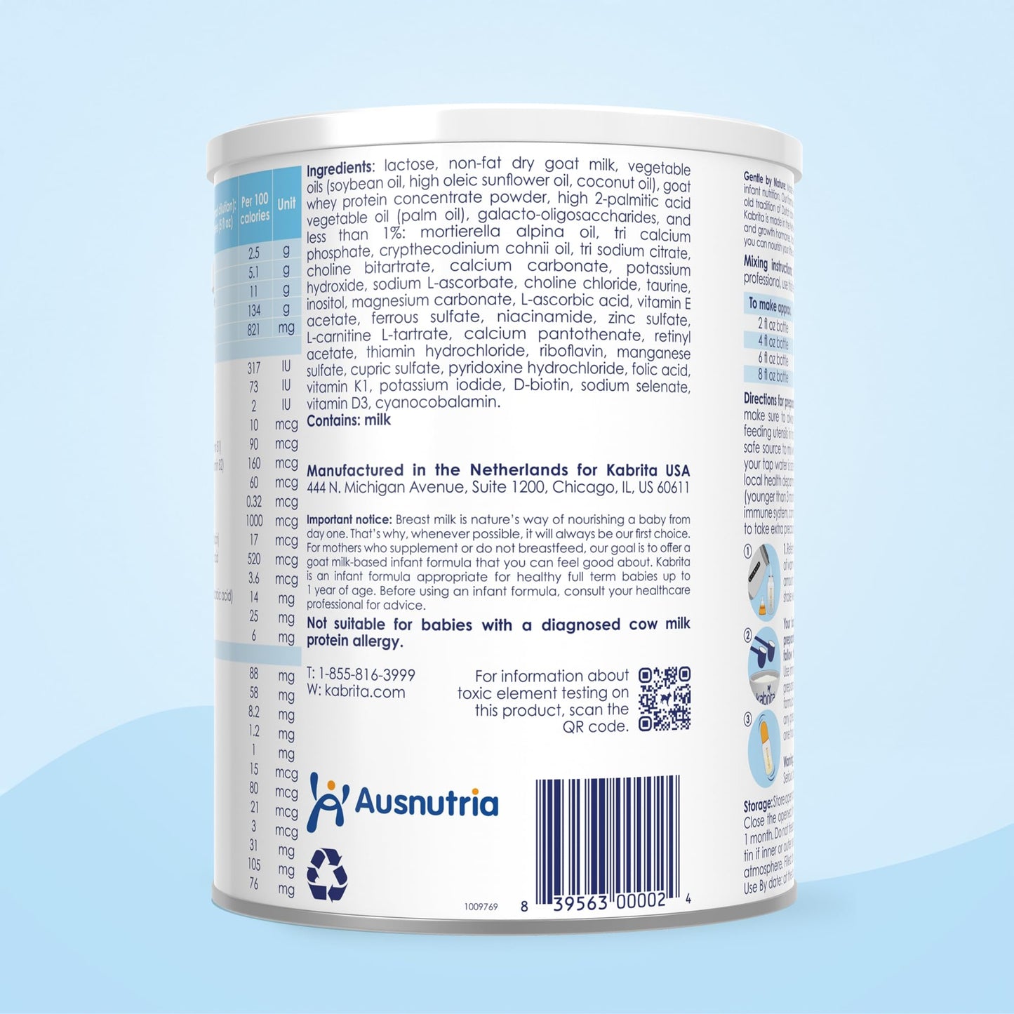 Kabrita Goat Milk-Based Infant Formula Powder, Designed for Gentle Digestion, Gentle Alternative to Cow’s Milk, with Iron, DHA, ARA & Prebiotics, for Infants 0–12 Months, Non-GMO, 14 oz (Pack of 12)
