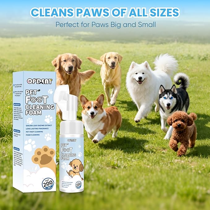 Paw Cleaner for Dogs & Cats - No-Rinse Foaming Pet Foot Washer - paw Cleaner for Dogs Built-in Scrubber Brush for Dirty, Muddy Paws - Dog feet Cleaner (Gardenia)