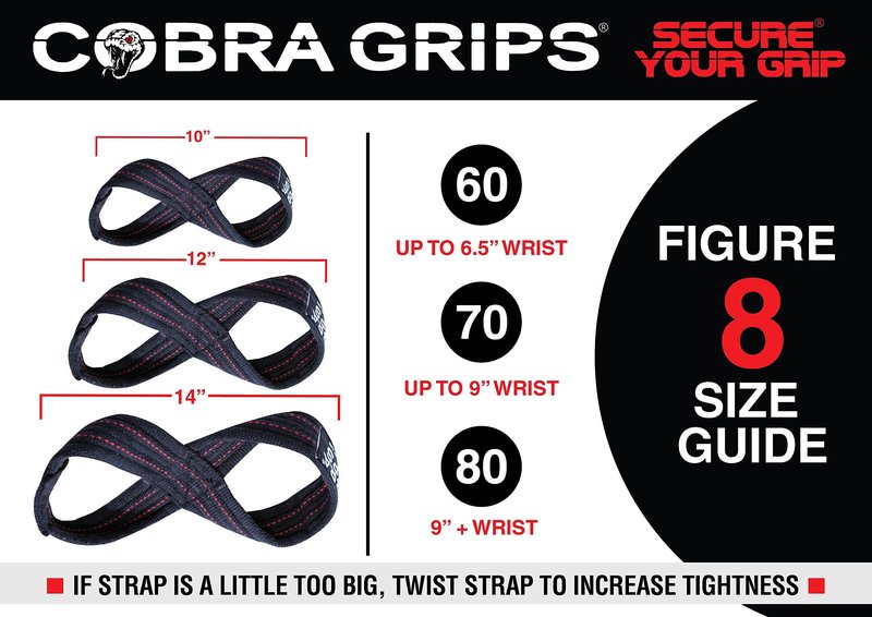 Deadlift Straps Figure 8 Loop Lifting Straps The #1 Choice for Power Lifters weightlifters workout Enthusiasts (Black with RED Strips, 70 cm Up to 8.0" Wrist Circumference)