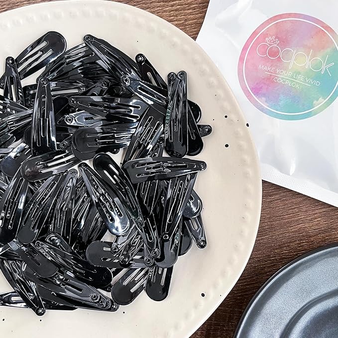 Colorful Snap Hair Clips Hair Barrettes for Girls,Clips Candy Color Hair Accessories for Kids Teens, Toddlers,Women (Color=Black | Pack=80-Pack)