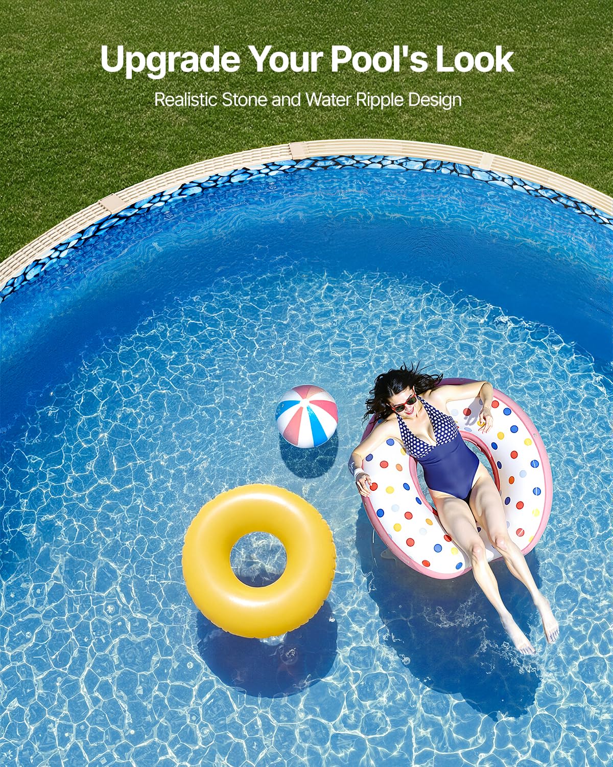 VEVOR 24-ft Round Above Ground Pool Liner, Unibead Pool Liners, Standard Gauge, 52inch Wall Height, Designed for Steel Sided Above-Ground Swimming Pools
