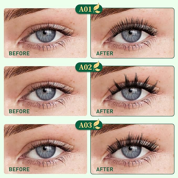 KEYYOU Daily Wear Reusable Magnetic Eyelashes 2 Pair with Applicator No Glue Needed 3D Natural Magnetic Lashes, Easy to Apply & Long Lasting for Daily Use & Events(A01+A02)