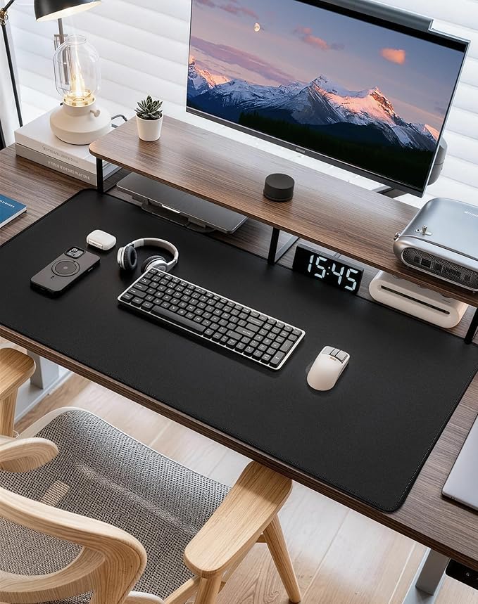 Waterproof Large Gaming Mouse Pad with Durable Stitched Edges, Non-Slip Rubber Base, Grainy Jacquard Mouse Mat Desk Pad for Home Office Gaming, 31.5''x11.8''x0.12'', Matte Black