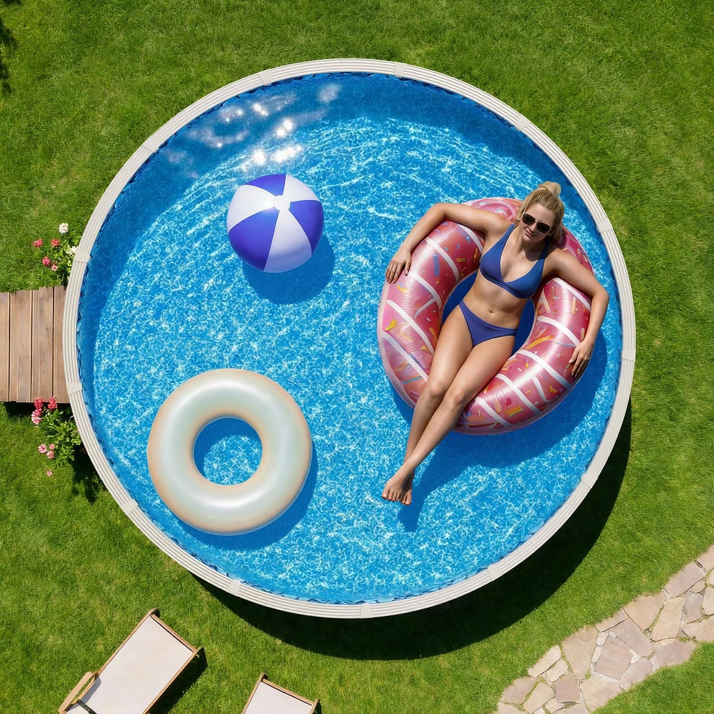 VEVOR 15-ft Round Above Ground Pool Liner, Overlap Pool Liners, Standard Gauge Vinyl, 48-to-54inch Wall Height, Designed for Steel Sided Above-Ground Swimming Pools