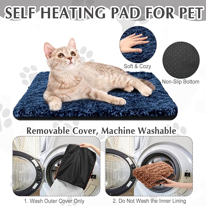 4 Pack Self Warming Cat Pads Self Heating Cat Mat Washable Homeless Dogs Thermal Pads Kennel Pad Reflects Body Heat Warm Crate Bed Mat for Indoor Outdoor Pet (Mixed Colors,16 x 20 Inch)