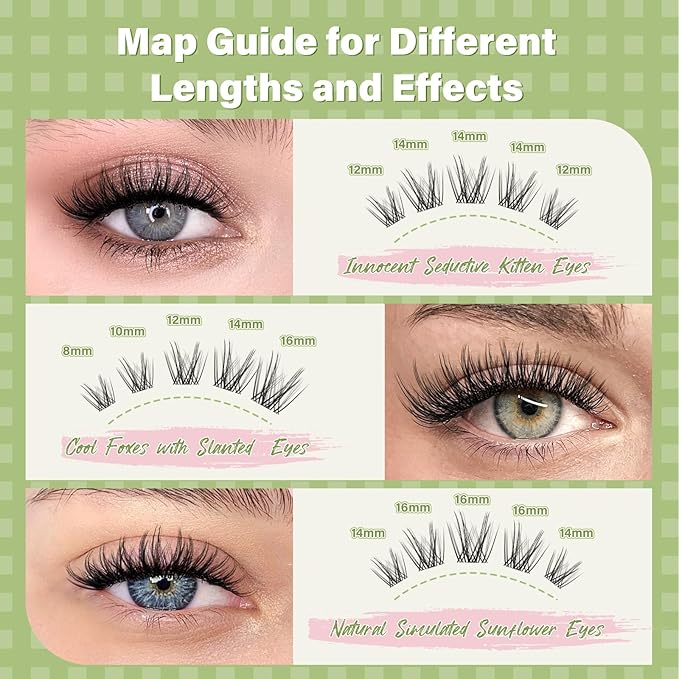 KEYYOU Fairy Angel Lash Clusters Manga Lash Extension C Curl 144Pcs Eyelash Extension Wispy Natural Invisible Band Lash with Waterproof DIY Lash Extension at Home(Angel-C-8-18MIX)