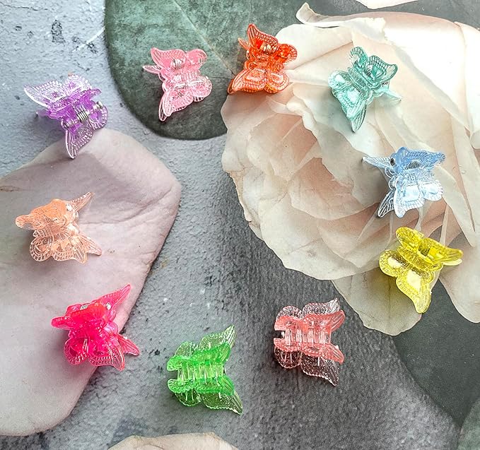 Mini Butterfly Hair Claw Clips, Glitter Hair Clips Claw,Small Hair Clips,Sparkly Colorful Hair Accessories for Girls and Women, Cute, Small, Tiny Clip, Set of 50