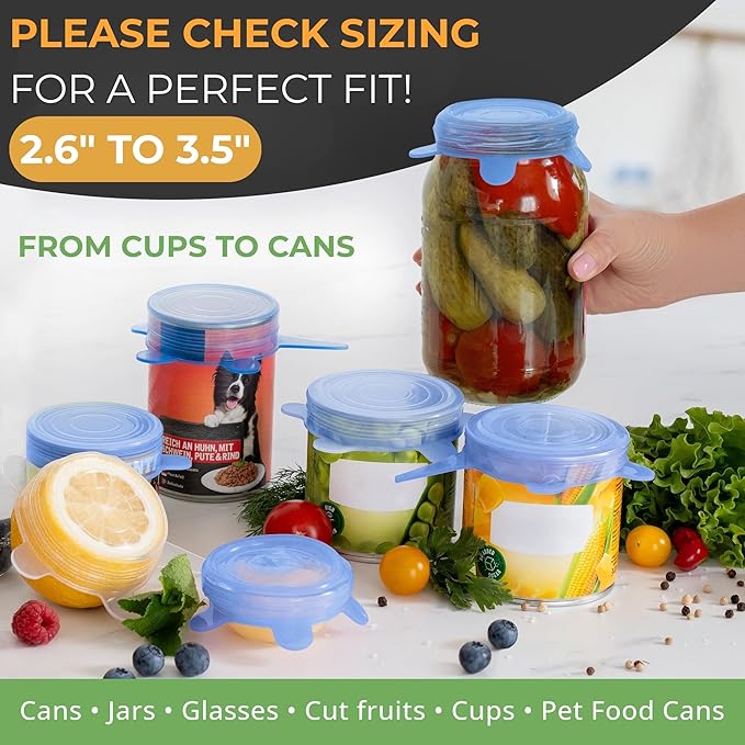 Orblue Silicone Stretch Lids 6-Pack Small for Fresh Food Storage - Seal in Flavors, Keep Food Fresh and Reduce Waste