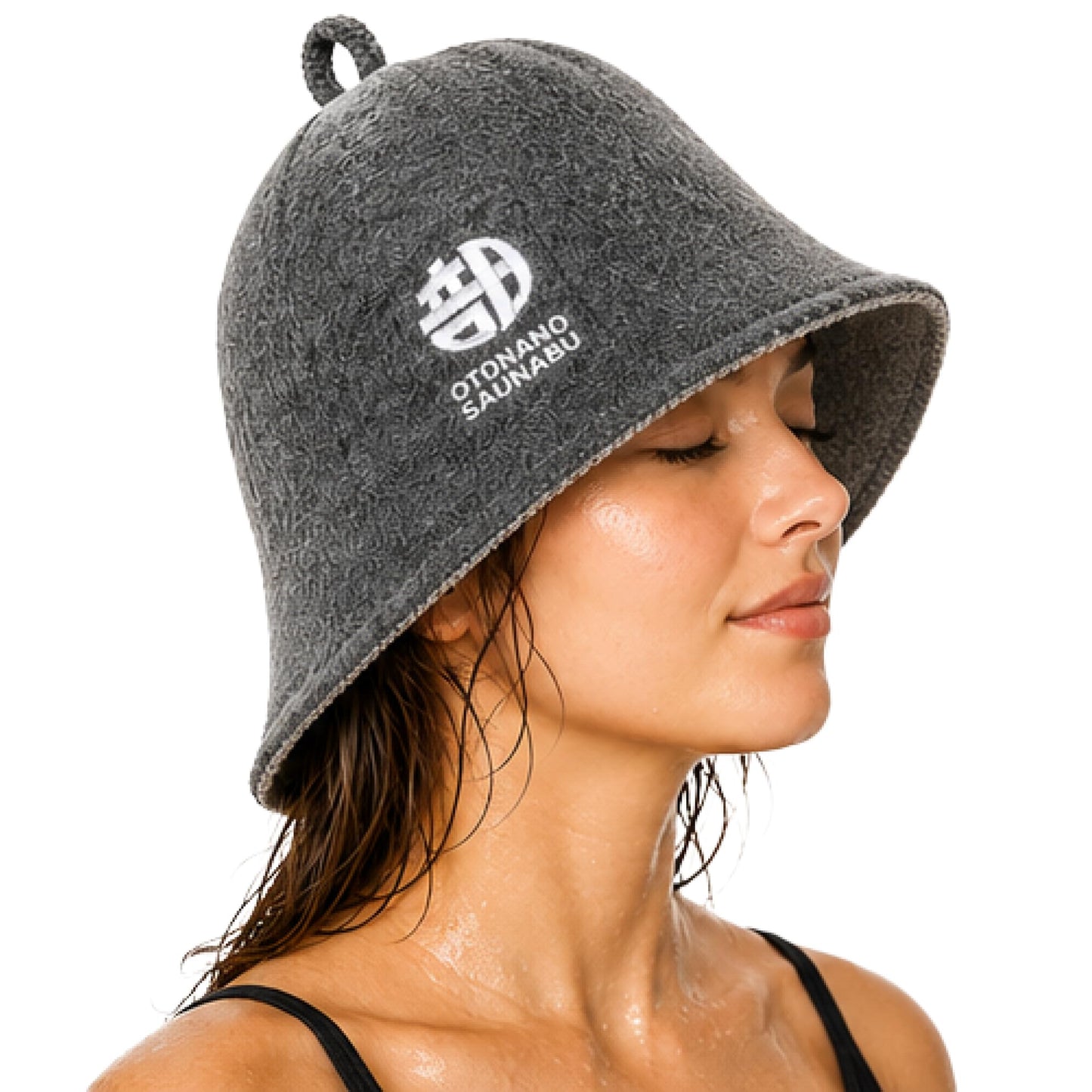 OTONANOSAUNABU Gray Sauna Hat – Japanese Design, 100% Wool Felt,Double-Layer Reversible Sauna Cap for Men & Women,Heat Protection Finnish Banya Hat